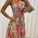 Women's One-Shoulder Floral Maxi Dress