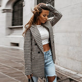 Chic Plaid Longline Blazer for Effortless Street Style