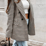 Chic Plaid Longline Blazer for Effortless Street Style