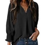 Women's V-Neck Long Sleeve Blouse
