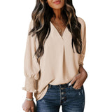 Women's V-Neck Long Sleeve Blouse