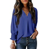 Women's V-Neck Long Sleeve Blouse