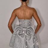 Strapless Glitter Mini Dress – Flared A-Line Party Dress