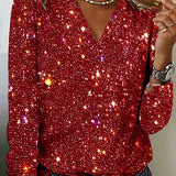 Women's Sequin Long Sleeve Blouse