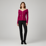 Women's Off-Shoulder Button Knit Top