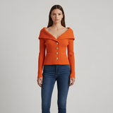 Women's Off-Shoulder Button Knit Top
