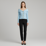 Women's Off-Shoulder Button Knit Top