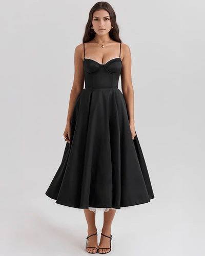 Women's Strapless A-Line Midi Dress