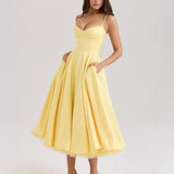 Women's Strapless A-Line Midi Dress