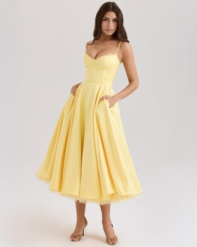 Women's Strapless A-Line Midi Dress