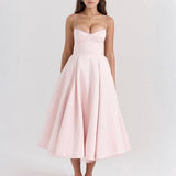 Women's Strapless A-Line Midi Dress