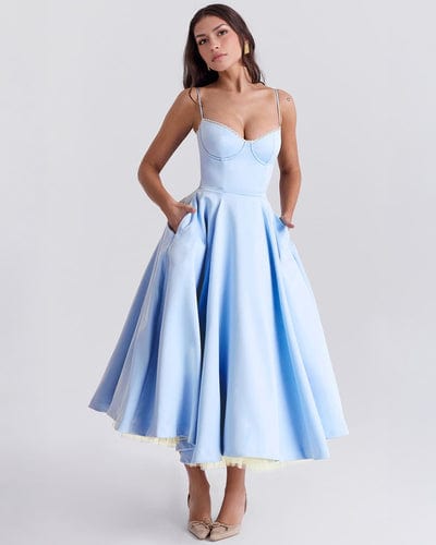 Women's Strapless A-Line Midi Dress