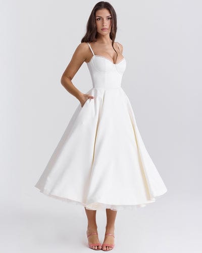 Women's Strapless A-Line Midi Dress