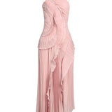 Women's One-Shoulder Ruffle Maxi Dress