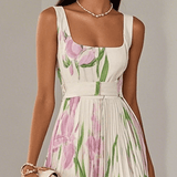 Women's Floral Square Neck Maxi Dress