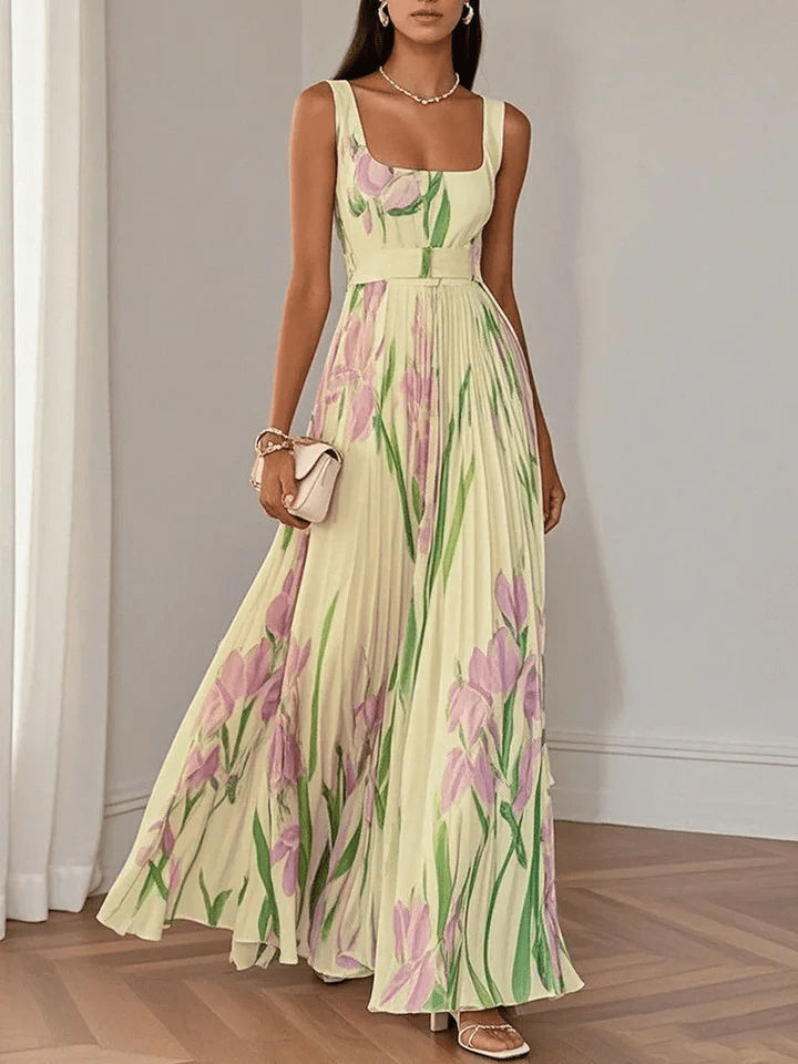 Women's Floral Square Neck Maxi Dress
