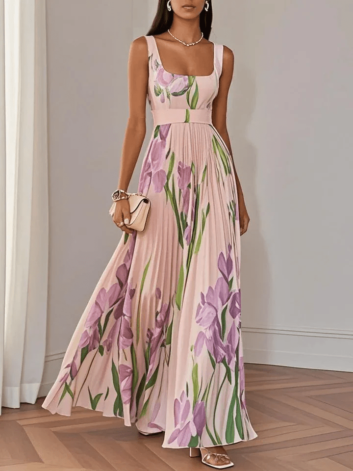 Women's Floral Square Neck Maxi Dress