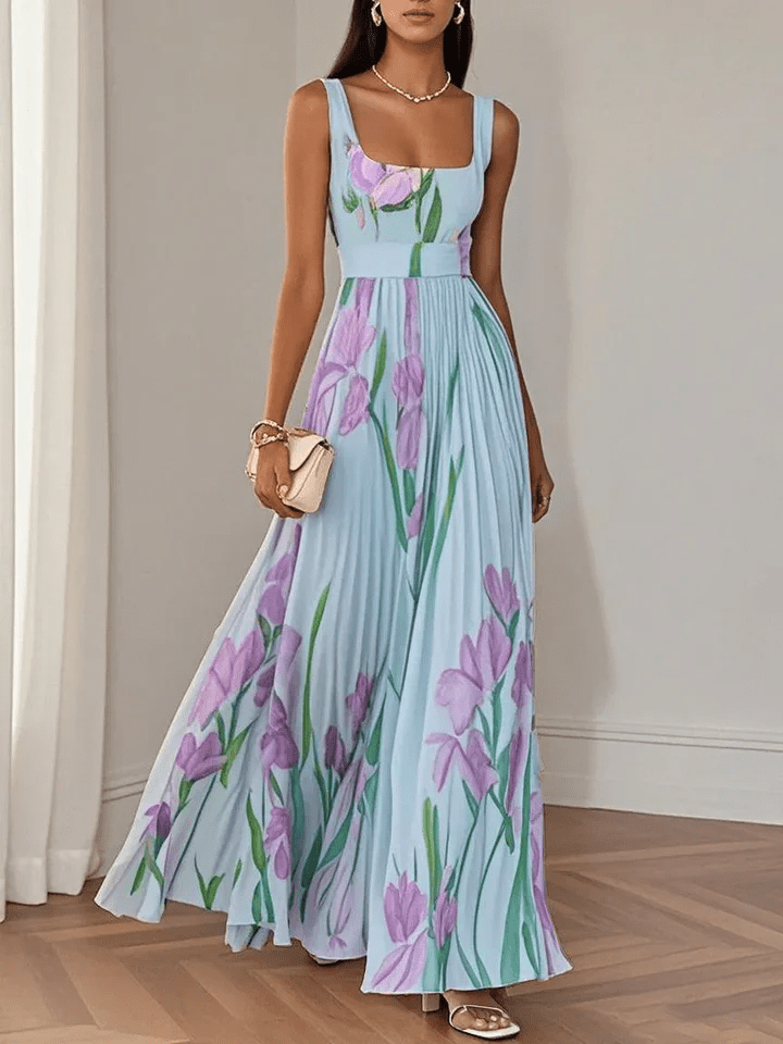 Women's Floral Square Neck Maxi Dress