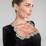 Square Neck Long Sleeve Mini Dress – Elegant A-Line Party Dress