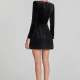 Square Neck Long Sleeve Mini Dress – Elegant A-Line Party Dress