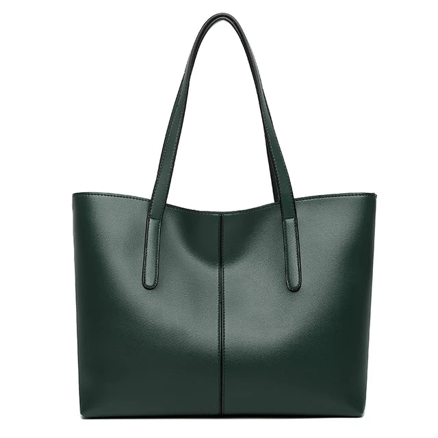 Black Minimalist Faux Leather Tote Bag