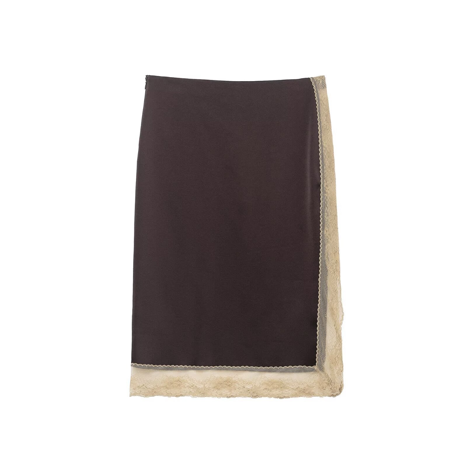 Contrast Hem Midi Skirt for Elegant Modern Style