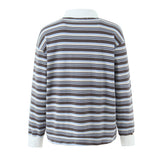 Striped Long Sleeve Polo Shirt – Relaxed Fit Casual Top