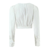 Sheer Cropped Long Sleeve Top for Elegant Minimal Style