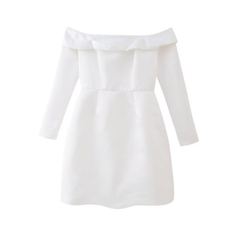Off Shoulder Long Sleeve Mini Dress – Flared A-Line Party Dress