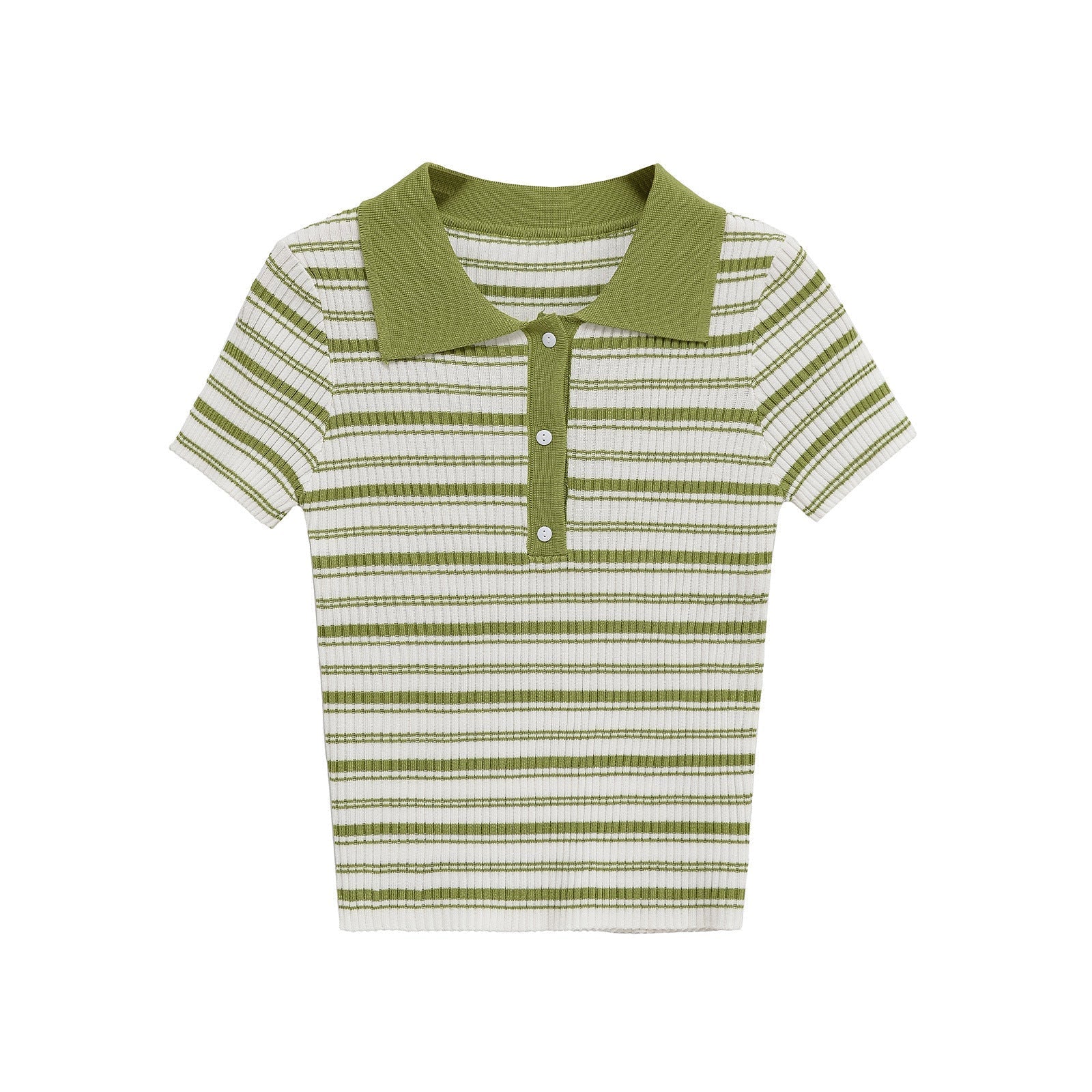 Striped Polo Knit Top for Casual Chic Style
