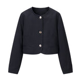 Cropped Button Blazer Jacket for Modern Minimal Style