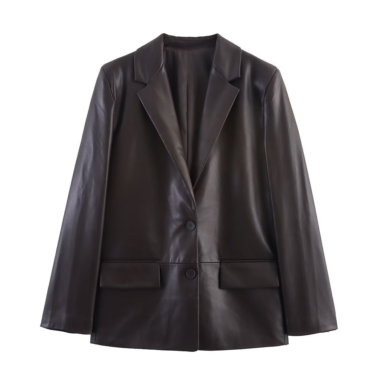 Faux Leather Blazer Jacket for Edgy Chic Style