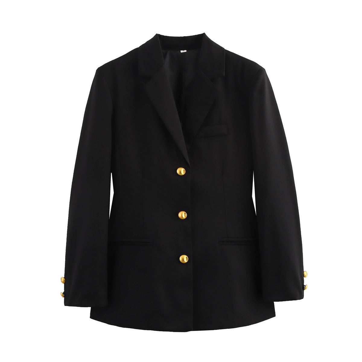 Gold Button Tailored Blazer for Elegant Smart Style
