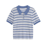 Striped Short Sleeve Knit Polo Top – Slim Fit Casual Shirt