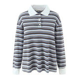Striped Long Sleeve Polo Shirt – Relaxed Fit Casual Top