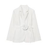 Elegant Belted Blazer Jacket for Sophisticated Tailored Style