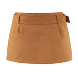 Belted Suede Mini Skirt for Chic Modern Style