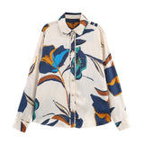 Abstract Print Button Shirt – Long Sleeve Relaxed Fit Blouse