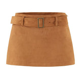 Belted Suede Mini Skirt for Chic Modern Style