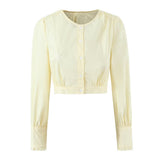 Sheer Cropped Long Sleeve Top for Elegant Minimal Style