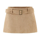 Belted Suede Mini Skirt for Chic Modern Style