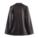 Faux Leather Blazer Jacket for Edgy Chic Style