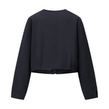 Cropped Button Blazer Jacket for Modern Minimal Style
