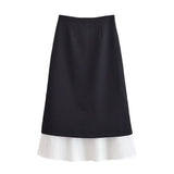 Sheer Hem Midi Skirt for Elegant Minimal Style
