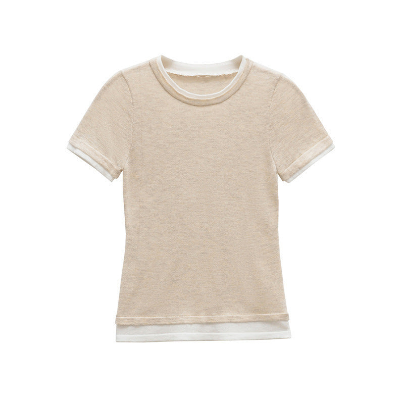 Contrast Trim Crew Neck T-Shirt for Casual Chic Style