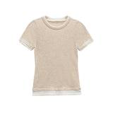 Contrast Trim Crew Neck T-Shirt for Casual Chic Style