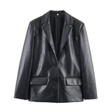Faux Leather Blazer Jacket for Edgy Chic Style