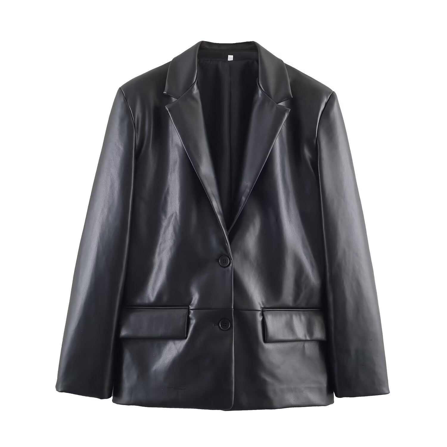 Faux Leather Blazer Jacket for Edgy Chic Style