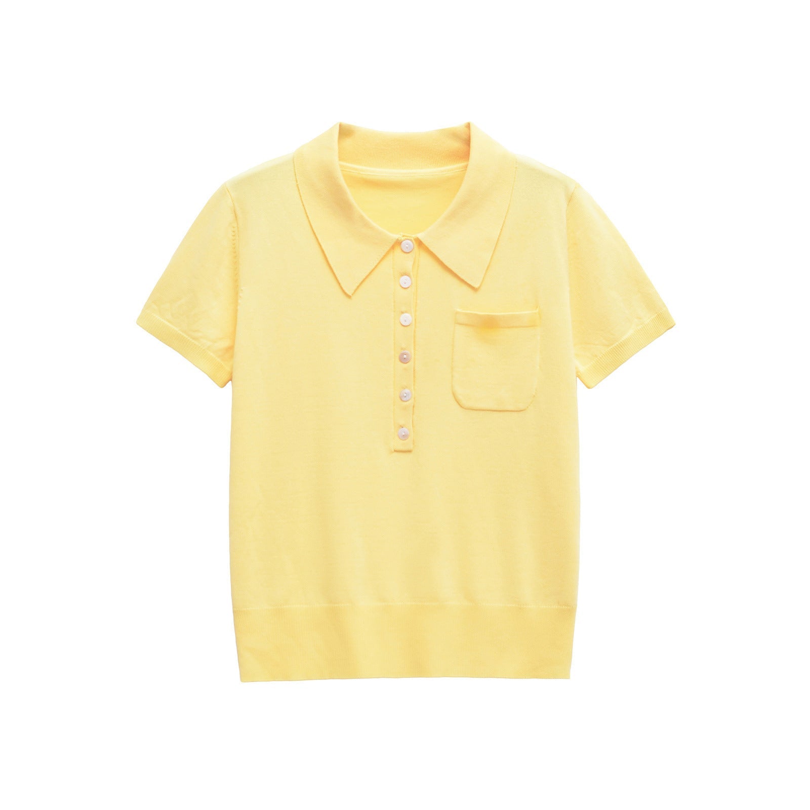 Classic Button Knit Polo Top – Slim Fit Short Sleeve Shirt
