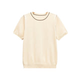 Contrast Trim Crew Neck T-Shirt for Casual Chic Style